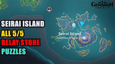 Seirai Island All 5/5 Relay Stone Puzzles Genshin Impact - YouTube