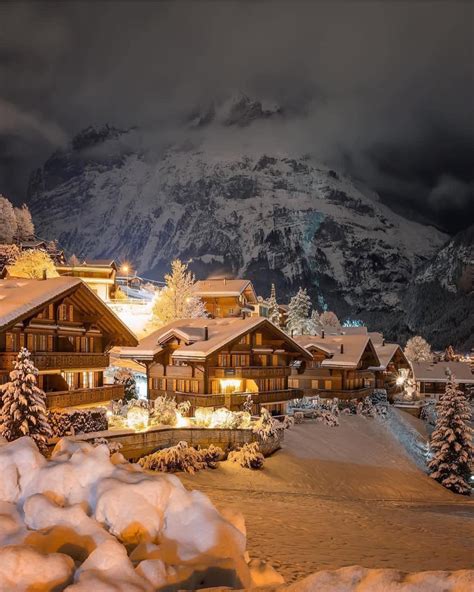 Wonderful places on Instagram: “Winter night in Grindelwald - Switzerland Switzerland Tag your ...