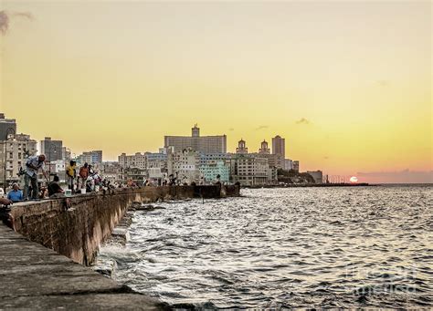 El Malecon at sunset, Havana, La Habana Province, Cuba Photograph by Karol Kozlowski