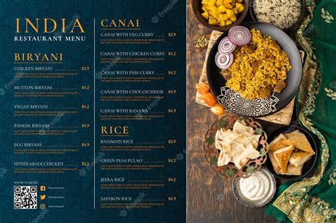 Indian Restaurant Menu Design Samples