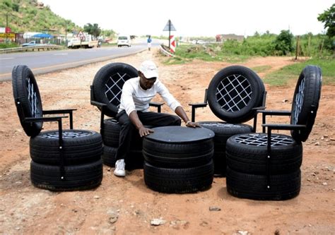 Former Mineworker Creates Recycled Tire Furniture