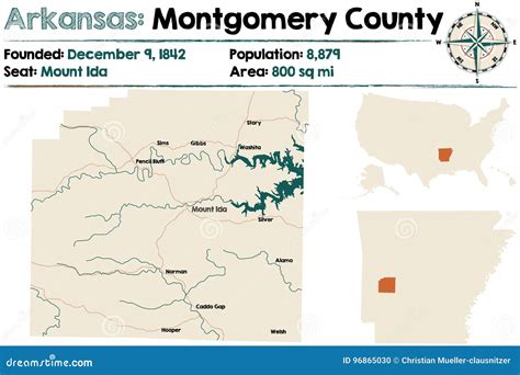 Arkansas, Montgomery County Map Stock Vector - Illustration of united ...