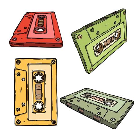 Premium Vector | Retro audio cassette 80s 70s 60s music sound tape hand ...