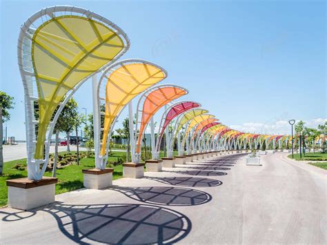 Multicolored Tensile Membrane Structure - Colorful Fabric Canopy Constructions