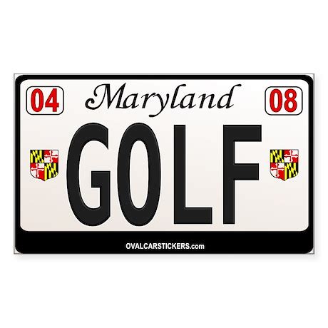 Maryland License Plate Sticker - GOLF by ovalcarstickers