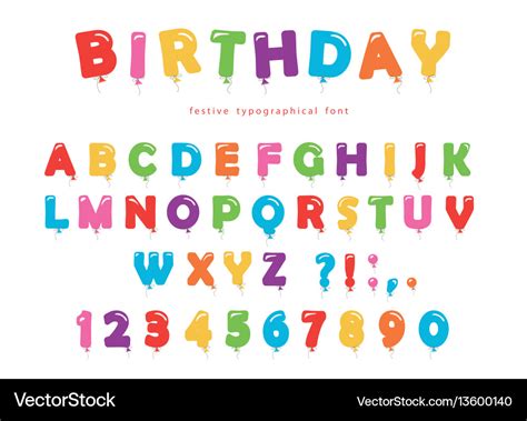 Birthday balloon font festive abc letters and Vector Image