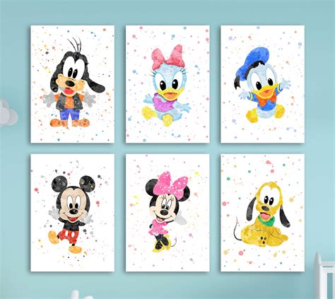 Disney Characters 6 Set - Nursery Wall Decor - Digital Posters ...