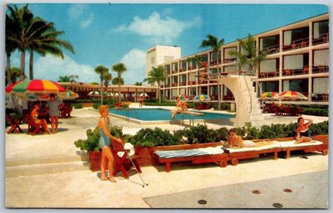 Miami Beach Florida 1958 Postcard Pan American Hotel Swimming Pool ...