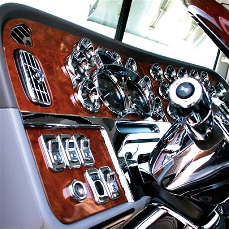 Chrome Dash Warning Light Panel Trim For 2006+ Peterbilt 379 389 388 ...