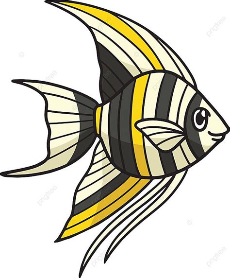 Angelfish Marine Animal Cartoon Colored Clipart Filled Color Child Aquatic Vector, Filled Color ...