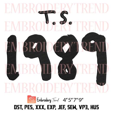 Taylor Swift 1989 Album Embroidery, Music Embroidery Design File