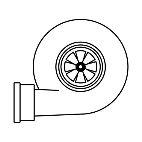 Turbine from automobile engine. Line illustration of car motor ...