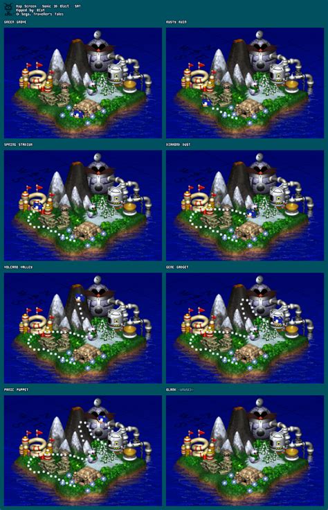 The Spriters Resource - Full Sheet View - Sonic 3D Blast - Map Screen