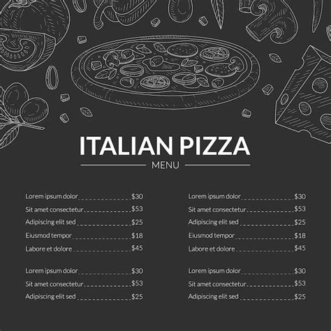 Premium Vector | Italian Pizza Menu Template Traditional Italian Cuisine Dishes Restaurant and ...