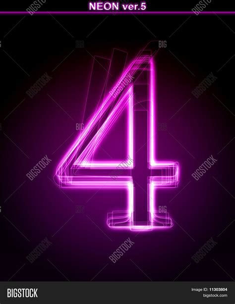 Glowing Neon Number 4 Image & Photo (Free Trial) | Bigstock