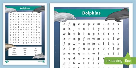 Dolphins Word Search (teacher made) - Twinkl