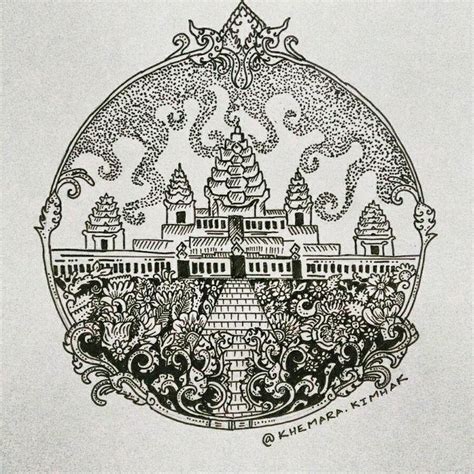 Angkor Wat doodling by artist khemara kimhak. Follow me on Instagram @k.kimhak | Cambodian art ...