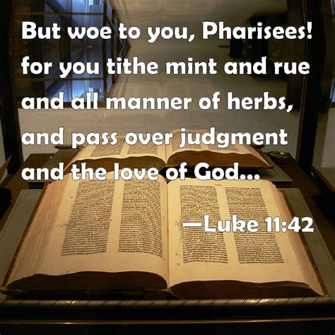 Luke 11:42 But woe to you, Pharisees! for you tithe mint and rue and all manner of herbs, and ...