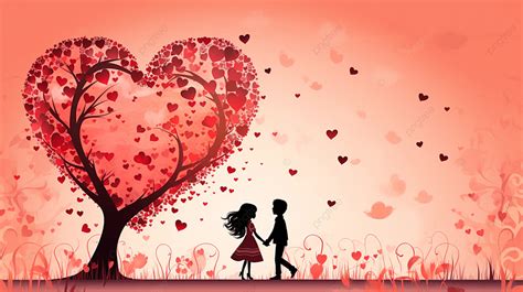 Clipart Happy Valentine Day Love Girl And Boy Heart Tree Background, 3d, Clipart, Heart ...