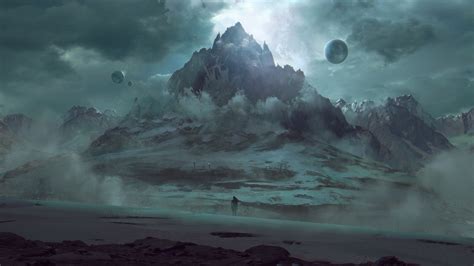 #1080282 mountains, fantasy art, sea, planet, mist, cloud, fog, ocean, wave, screenshot ...