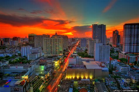 Bangkok Roof Top View of Thailand City Lights at Sunset | HDR Photography by Captain Kimo