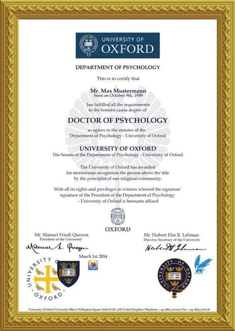 diploma doctor of psychology college oxford harvard yale | University certificate, Colleges for ...