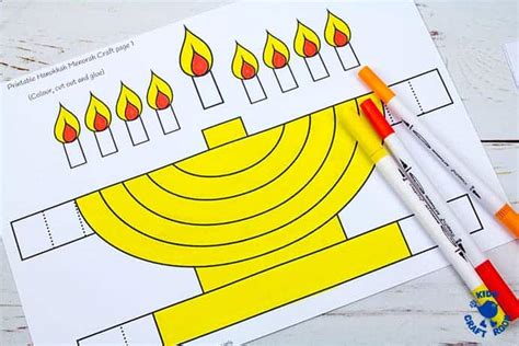 3D Hanukkah Menorah Craft With Printable Template - Kids Craft Room