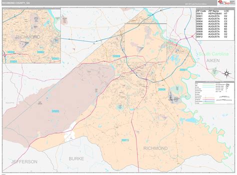 Richmond County, GA Wall Map Premium Style by MarketMAPS