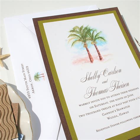 Watercolor palm tree beach wedding invitations by artist Michelle Mospens. | Mospens Studio ...