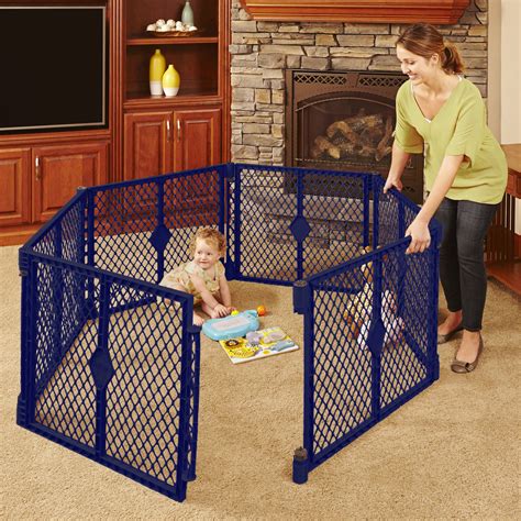 Baby Baby Superyard Playard Fence Gate Portable Indoor Outdoor 6 Panel Play Area Blue ...