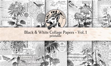 Black & White Collage Papers Vol. 1. Printable Paper Collection for ...