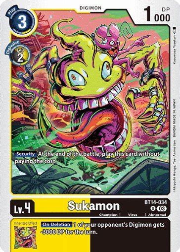 Sukamon (BT14-034) - Digimon Card Database - DigimonCard