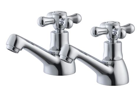 Plumbsure Azure 2 Lever Hot & cold basin pillar tap | Departments | DIY at B&Q