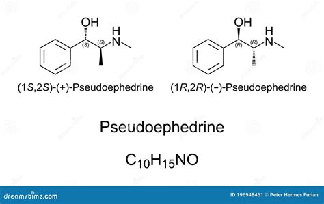 Pseudoephedrine, Chemical Structure and Formula Stock Vector ...