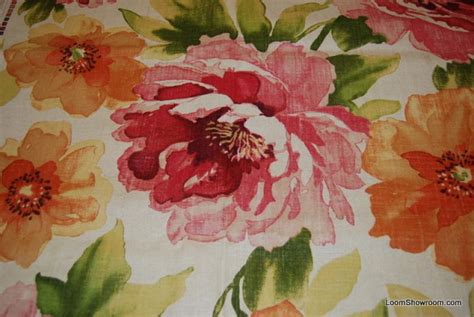 Amazing Linen Texture Modern Watercolor Floral Print Fabric Magenta ...