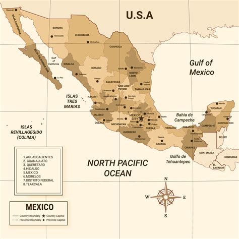 mexico país mapa con rodeando frontera 21017232 Vector en Vecteezy