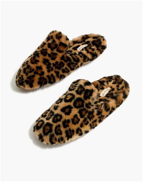 Madewell The Loafer Scuff Slipper in Leopard Faux-Fur Loafer Slippers, Shearling Slippers, Cheap ...