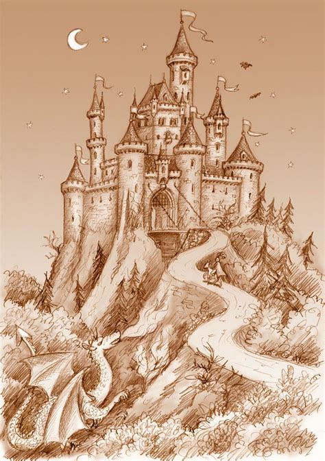 Pin by Danielle Dodge on Figloria! | Castle drawing, Castle painting, Castle art