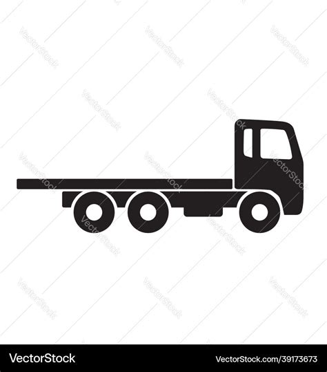 Simple flat bed tow truck silhouette Royalty Free Vector