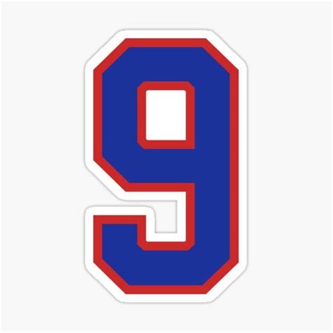 "Number 9 blue red sports jersey nine" Sticker for Sale by LoveIsColorful | Redbubble