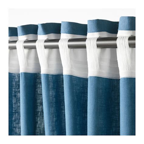 IKEA Aina Curtains Drapes BLUE LINEN 98" Long