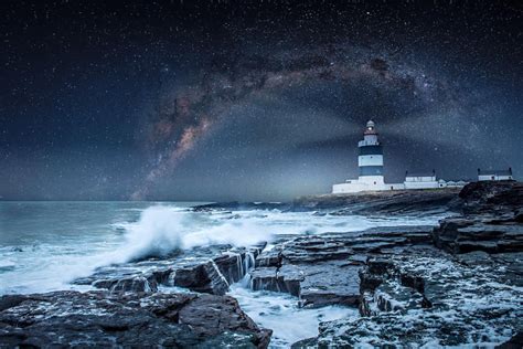 hook lighthouse wexford ireland ocean lighthouse storm sky star milky way beach | Lighthouse ...