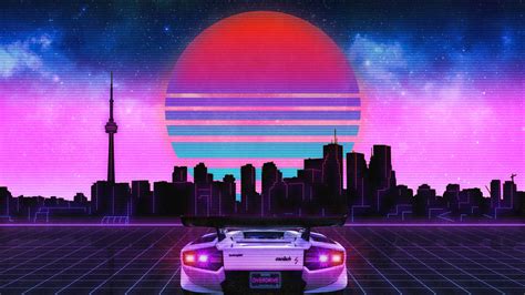 1366x768 Retro Wave Lamborghini Neon City 5k 1366x768 Resolution HD 4k Wallpapers, Images ...