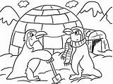 Coloring Pages  Penguins Igloo Winter Page sketch template
