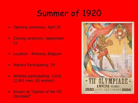 The Olympics of the 1920's