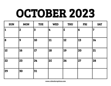 October 2023 Calendar Printable – Calendar Options