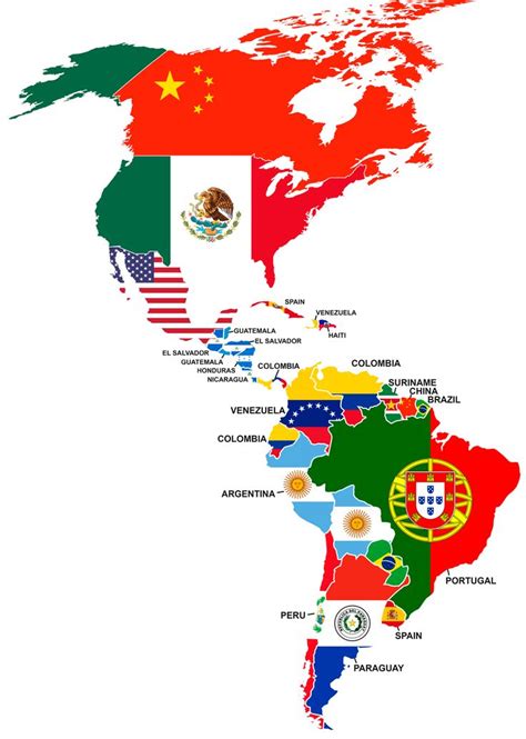 American countries by largest foreign nationality, 2005-2010. | Map, American country, America map