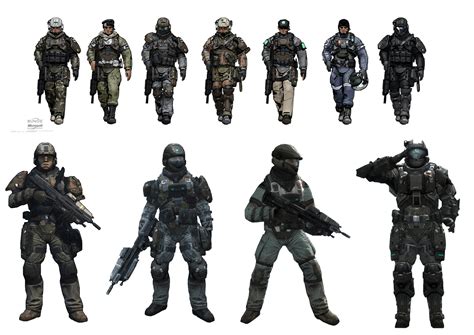 (From left to right) The primary human allies in Halo Reach are UNSC Army troopers, but also ...