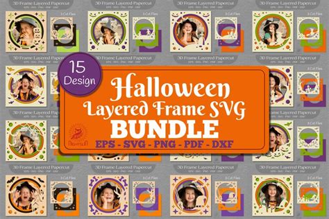 Halloween Layered Frame SVG Bundle, Layered Cricut