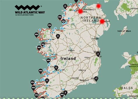 Map of the Wild Atlantic Way in Northern Ireland Giant's Causeway Coast ...